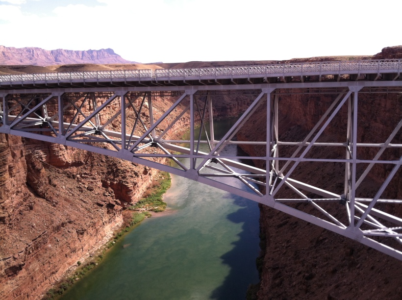 The massive Navajo Bridge over river Colorado. Another reminder what workers have done for us. Simply wonderful.